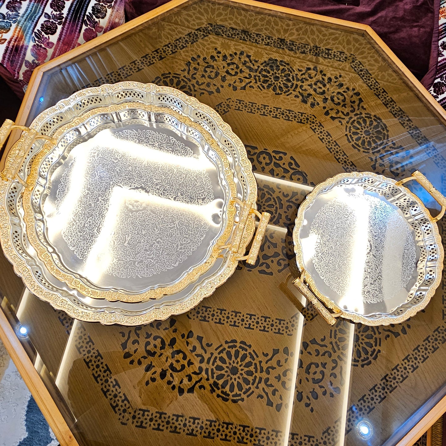 3 Plateaux de Service Élégants Dorés – Awani De Luxe